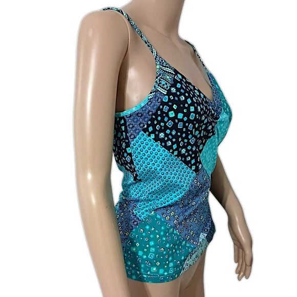 Y2K Patchwork Print FITTED Tank Top M NEW Vtg 90s Bra Cami Fairy Bohemian Hippie - Picture 3 of 16